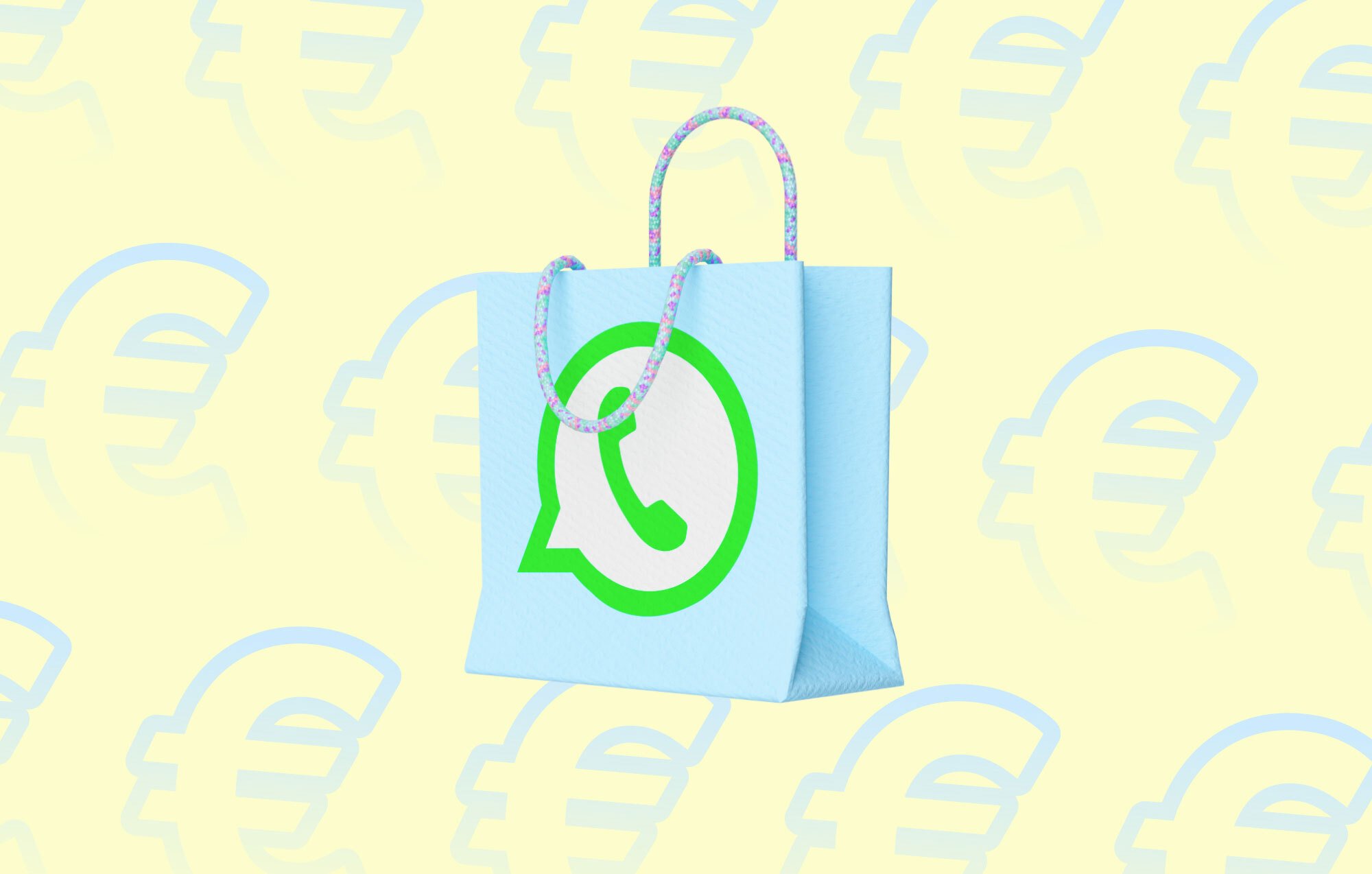 Shopping bag with WhatsApp logo – for article about how to make WhatsApp Business a success for eCommerce brands