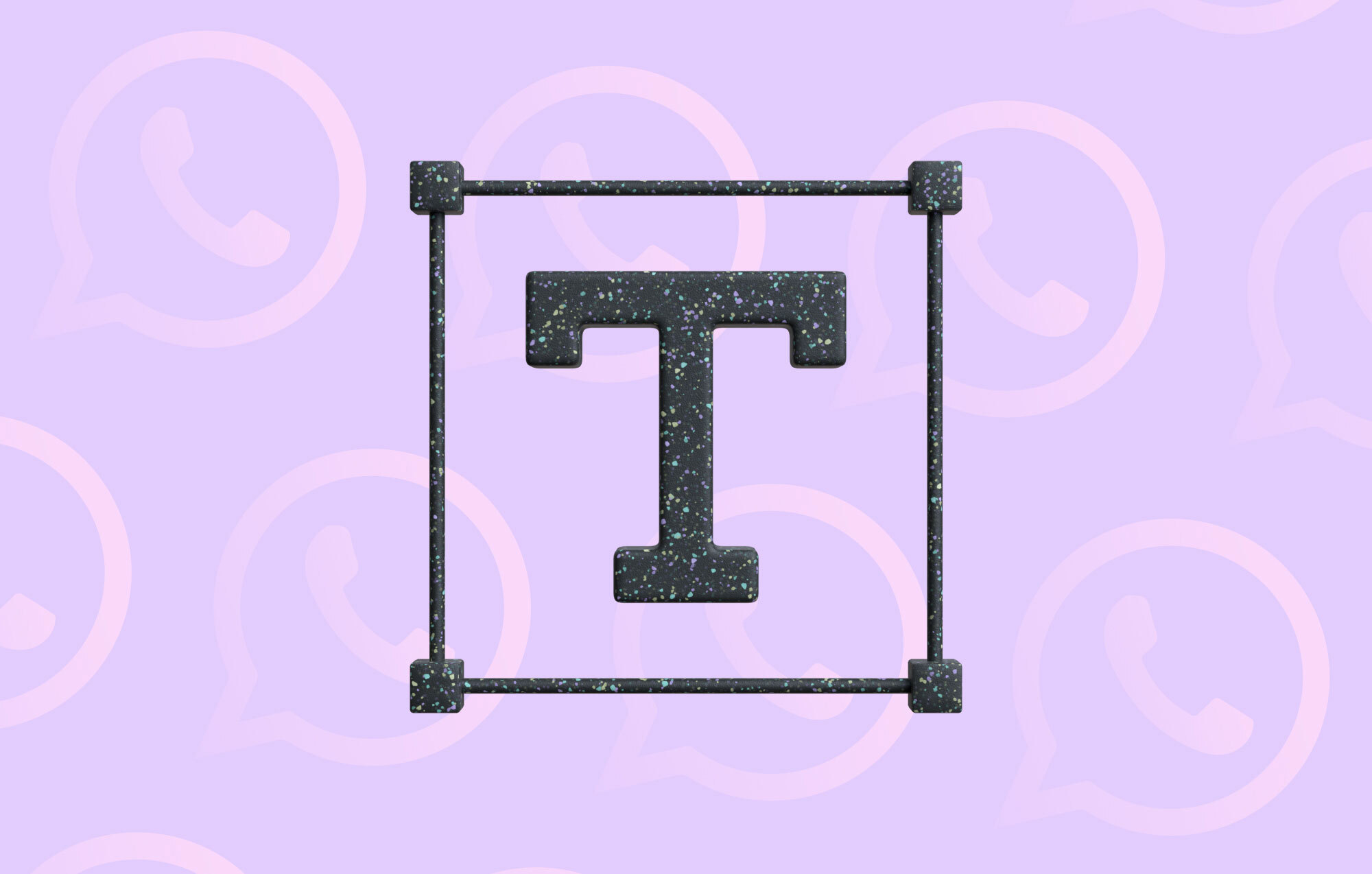 T in box on pink background