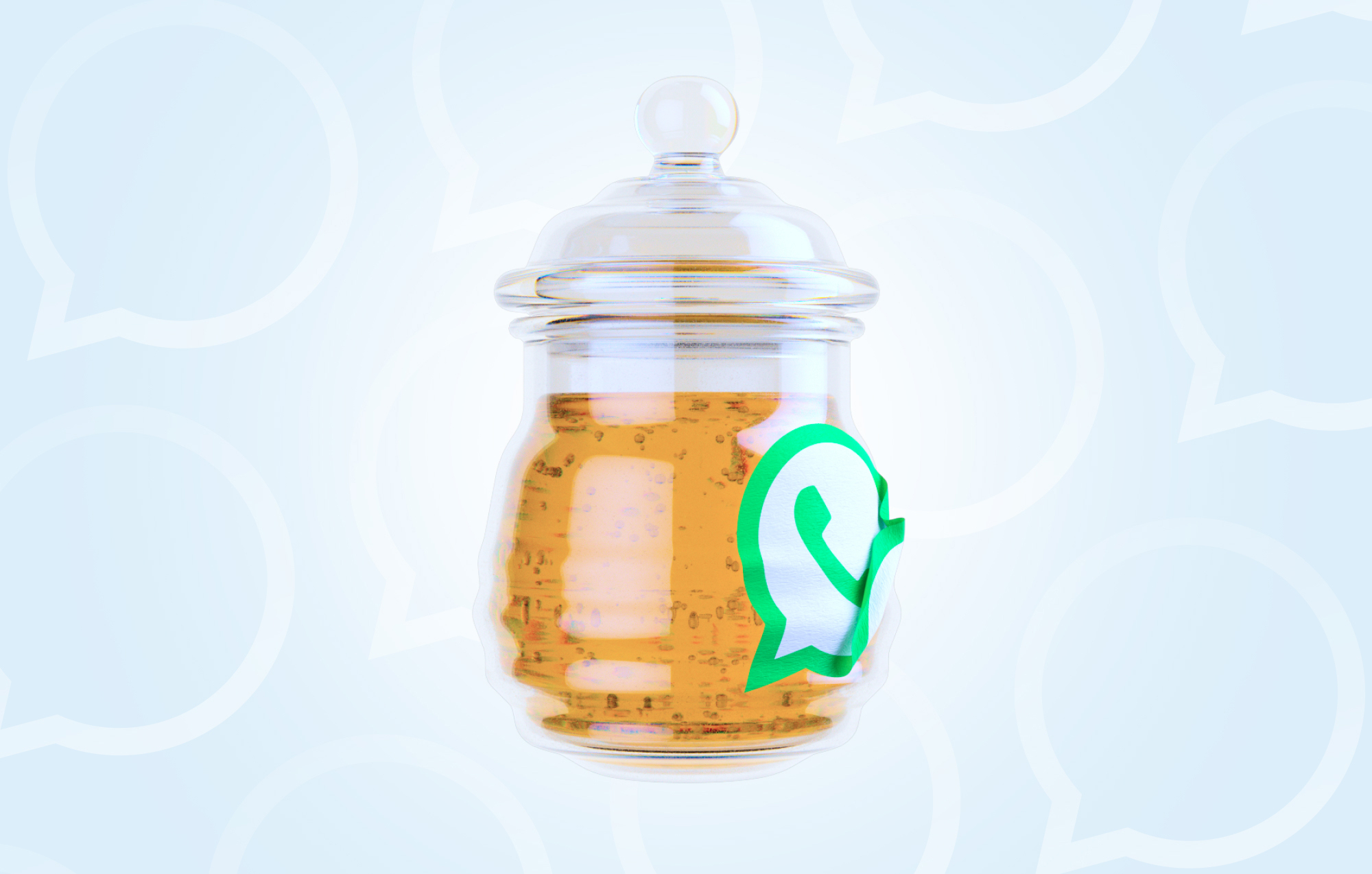 Picture of honey pot with a WhatsApp logo sticker on it – signifying customer retention
