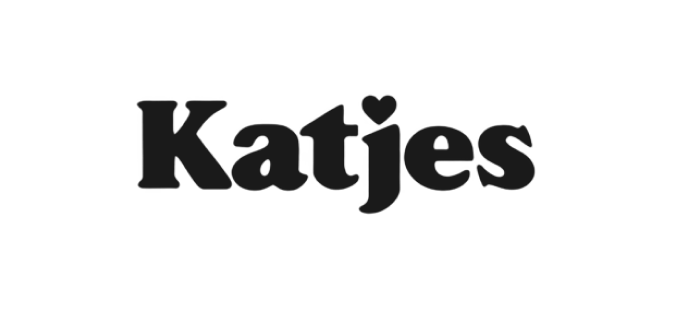 Katjes logo mit schwarzem schriftzug und herz